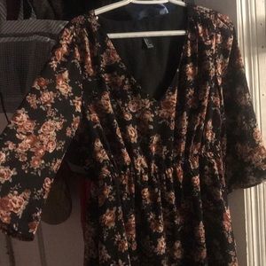 Floral print black and pink dress